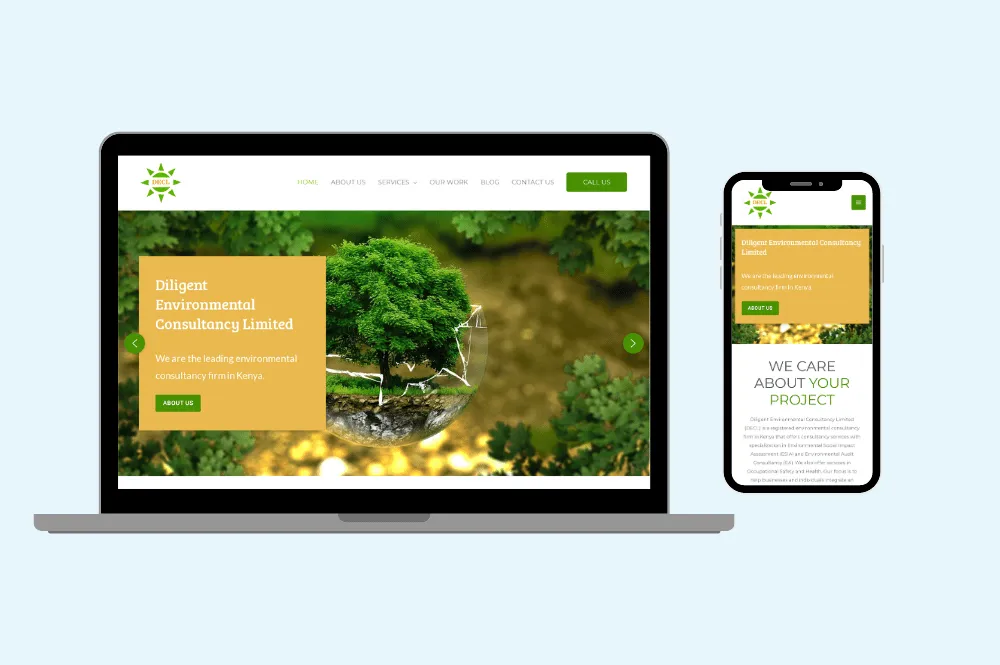 The DECL website, shown on desktop and mobile